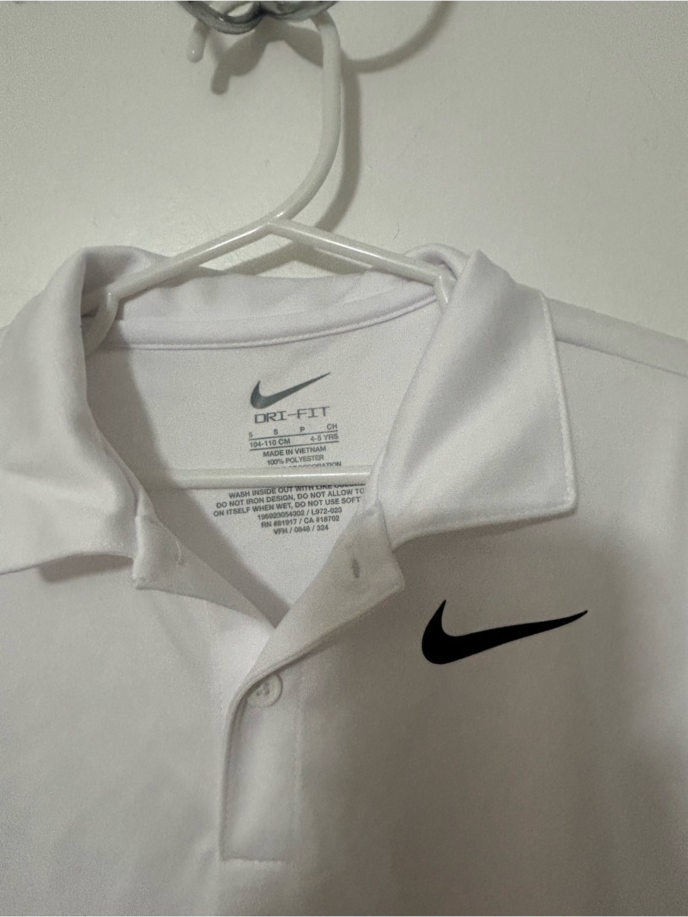 Nike White Polo Shirt with Black Swoosh - Dri-FIT - Picture 2 of 3